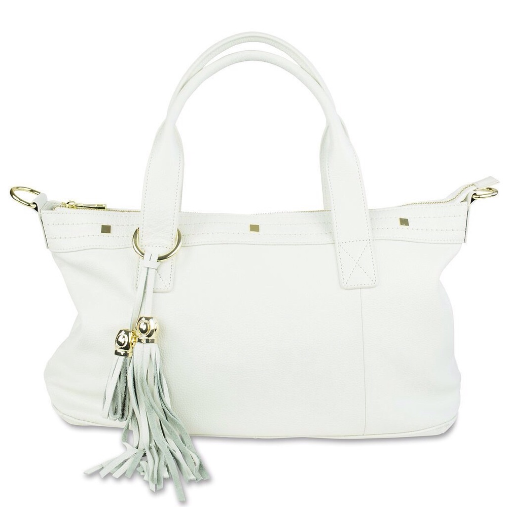 NWT CUORE & PELLE "WHITE" ALL LEATHER HANDBAG